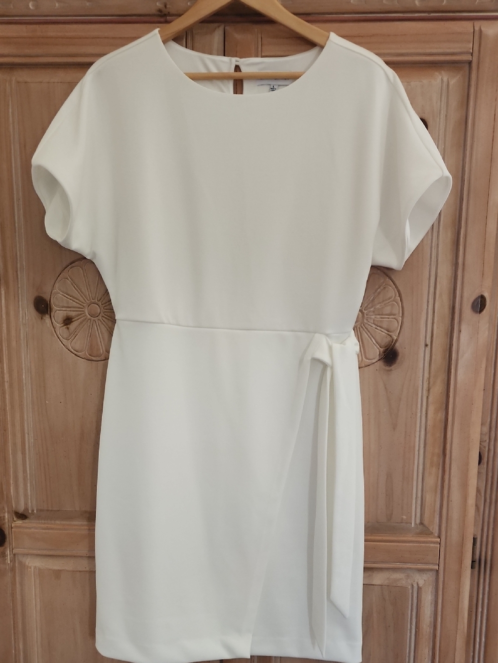 GIBSON*LATIMER Ivory Faux Wrap Dress, NEW!